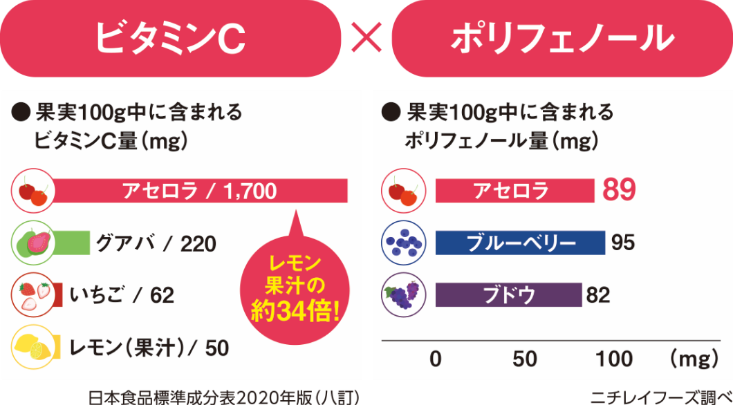 ビタミンC✕ポリフェノール含有量