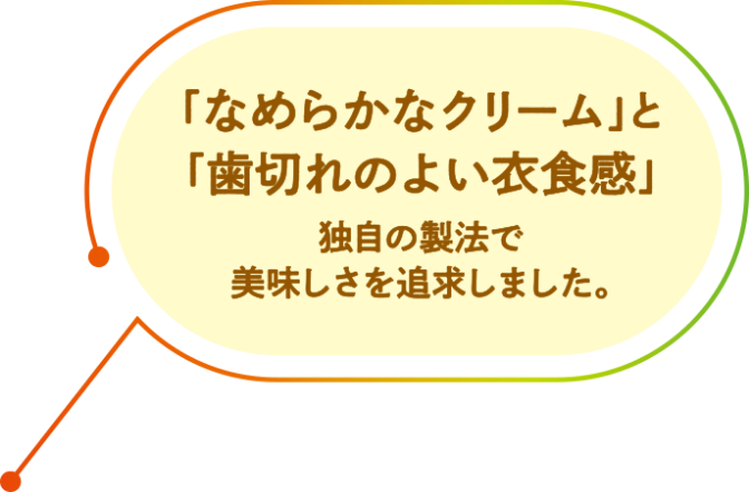 「なめらかなクリーム」と「歯切れのよい衣食感」独自の製法で美味しさを追求しました。