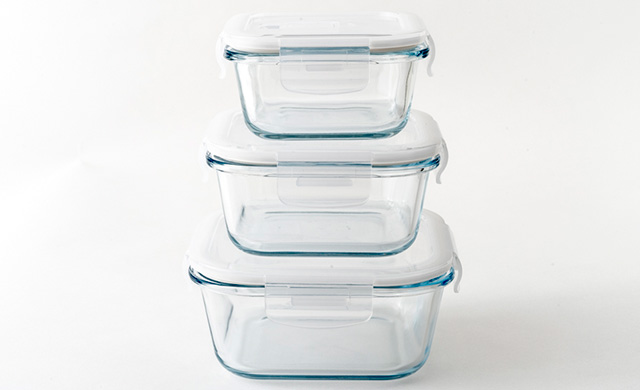 耐熱ガラス×スクエア型のコンテナ容器の写真