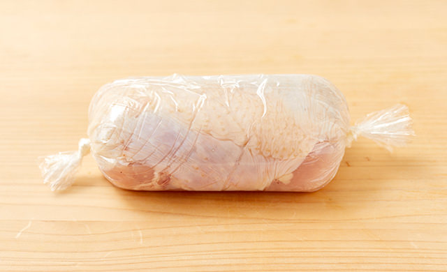 ラップの端を切ったところ