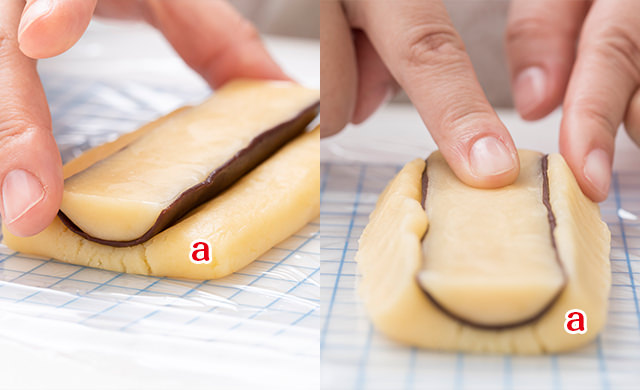 土台に口をのせる / 口との隙間を埋める