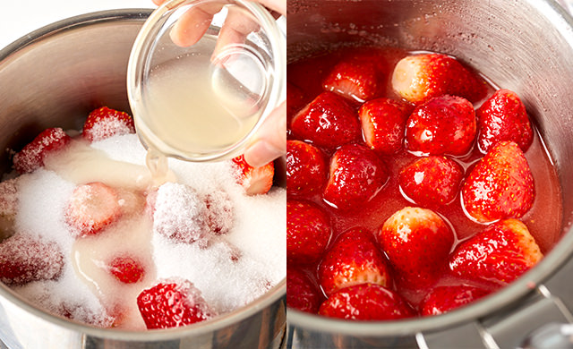 レモン汁を加える写真/水分が出てきた写真