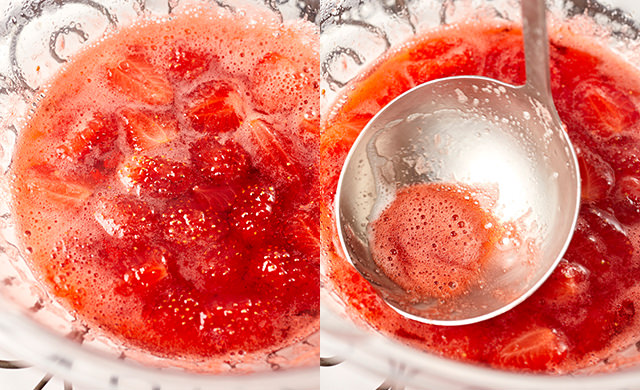 電子レンジで1回加熱した写真/アクを取る写真