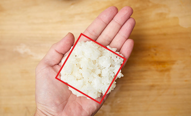 ごはんを手に取った写真