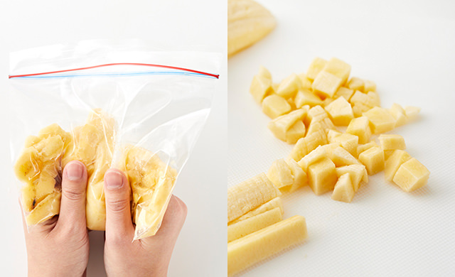 バナナをペーストにする/バナナのみじん切り