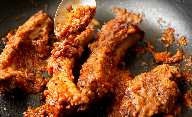 たれを絡める写真