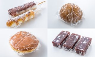 冷凍しただんご、まんじゅう、どら焼き、ようかんの写真