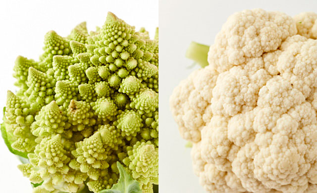ロマネスコとカリフラワーの比較写真