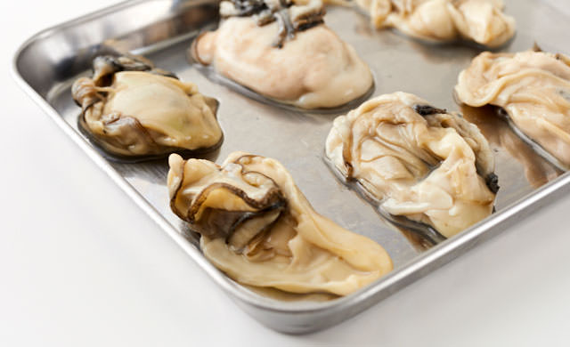 牡蠣を凍らせる写真