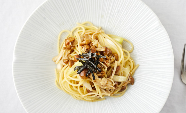 なめこの和風パスタの写真