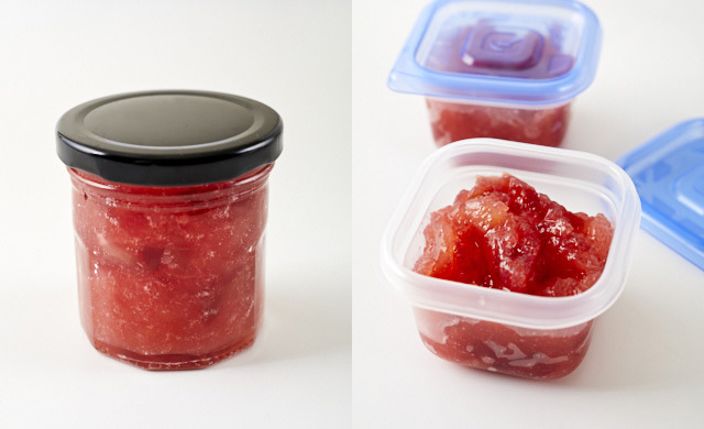 りんごジャムの保存の写真