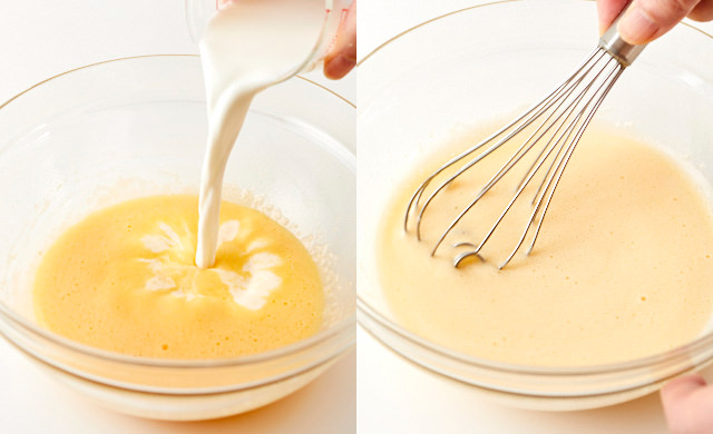 牛乳を加えて、泡立て器でさっと混ぜる写真