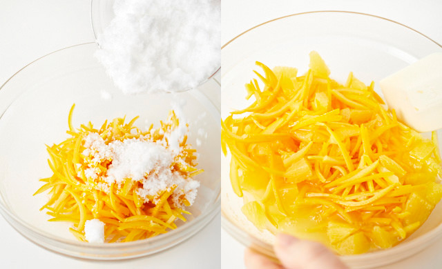 マーマレードの材料を混ぜている写真