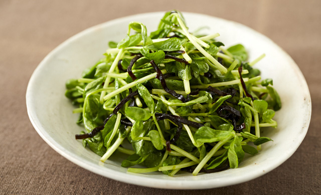 豆苗の塩昆布サラダの写真