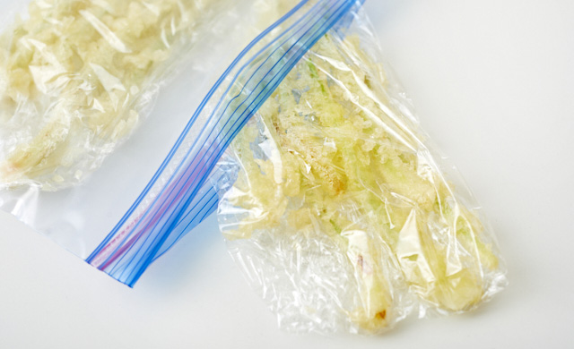 島らっきょう料理の冷凍方法の写真