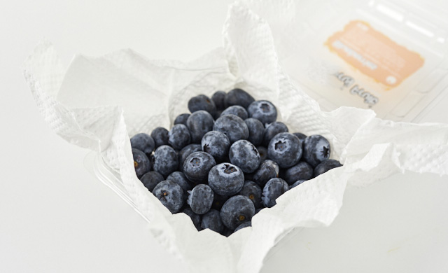 パックのブルーベリーの冷蔵保存の写真