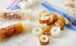 ちくわの丸ごと保存&カット保存を並べた写真