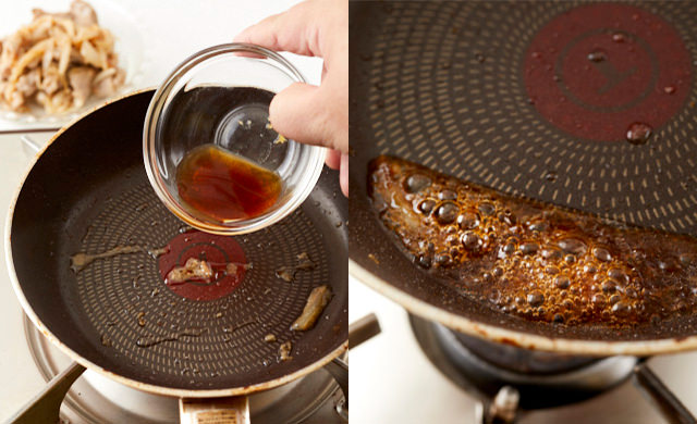たれを足して煮詰める写真