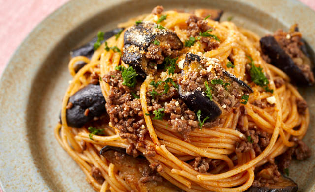 揚げなすのミートナポリタンの写真