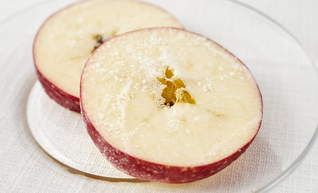 冷凍したりんごの輪切りの写真