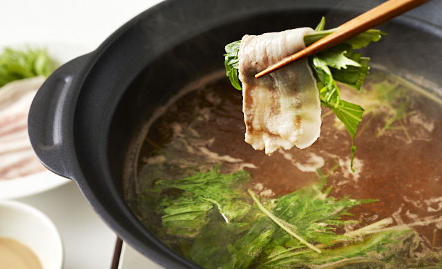 水菜と豚のしゃぶしゃぶの完成写真