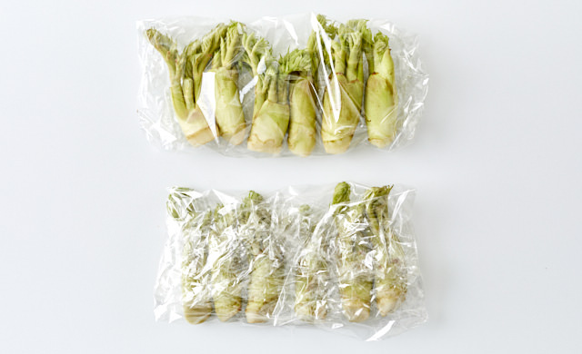 タラの芽をラップで包んだ写真
