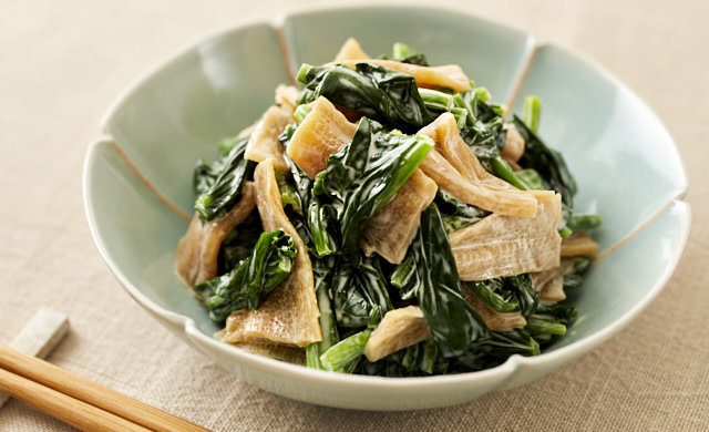 かんぴょうとほうれん草のマヨサラダの写真