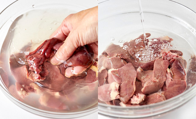 ハツの血をとる写真