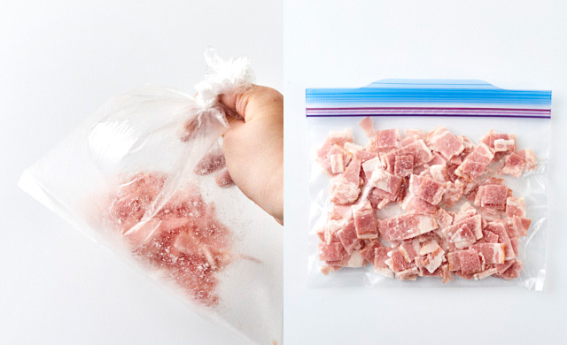 保存容器に入ったベーコンの写真