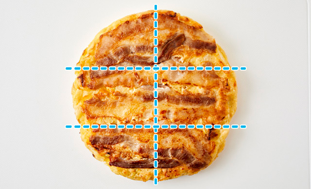お好み焼きの切り方の写真