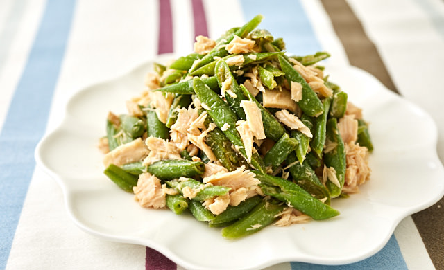 冷凍いんげんとツナのからし和えの写真