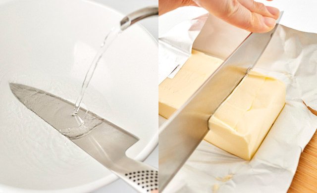 バターをカットしている写真