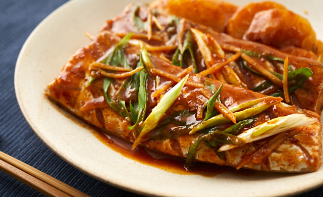 タチウオの韓国風煮付けの写真