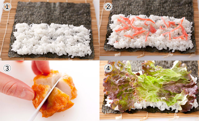 唐揚げおにぎりの作り方前編4工程