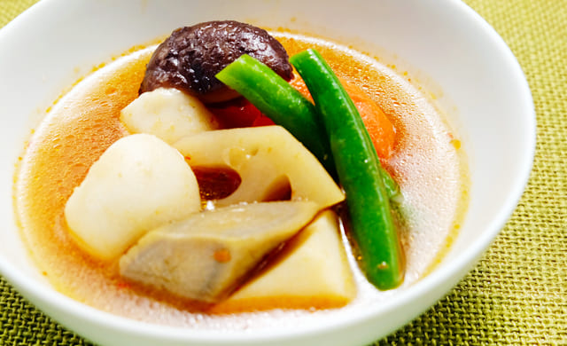 和風野菜のピリ辛味噌スープ
