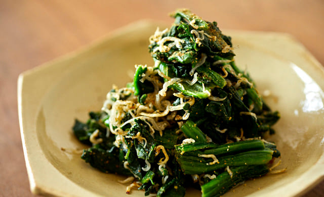 冷凍ほうれん草とじゃこの山椒和えの写真