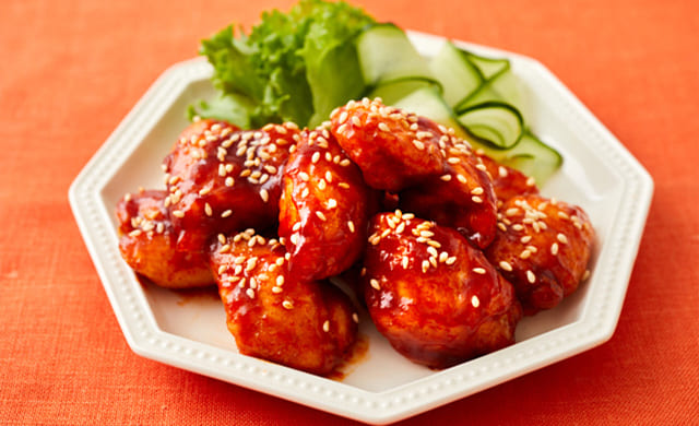 鶏ささみのヤンニョムチキンの写真