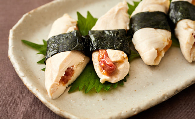 鶏ささみの梅しそのり巻きの写真