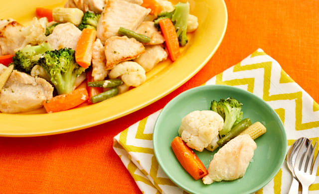 野菜たっぷりチキンバターソテーの写真