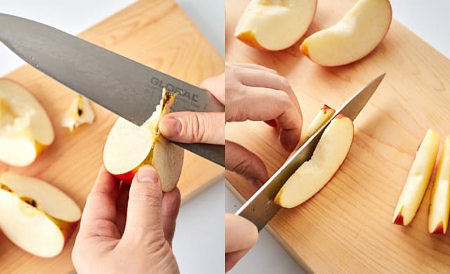 りんごを切っている写真