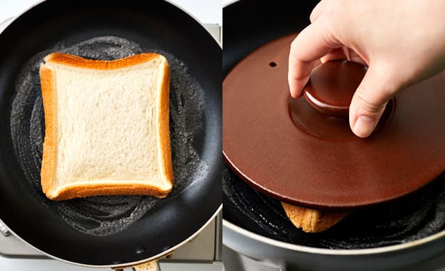 ホットサンドを焼いている写真