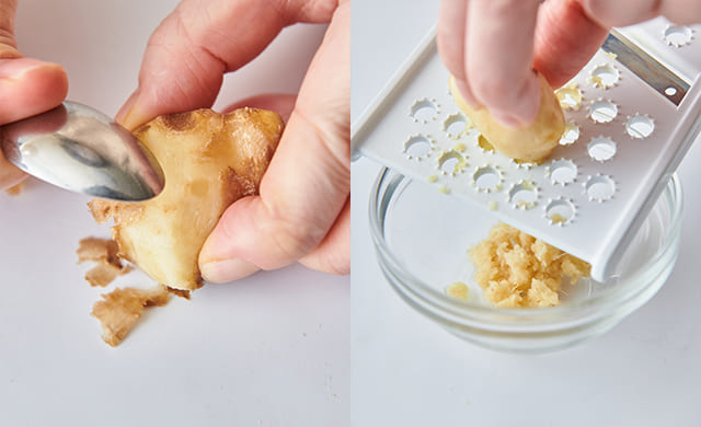 生姜をすりおろしている写真