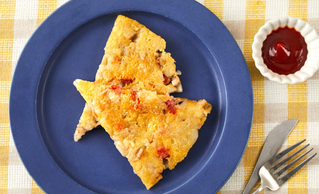 れんこんとベーコンのチーズ焼きの写真