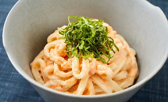 明太クリームうどんの写真