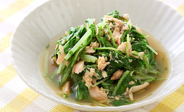 水菜とツナのおひたしの写真