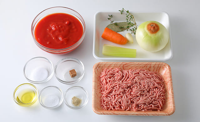 ミートソースの材料の写真