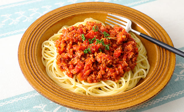 ミートソースパスタ写真