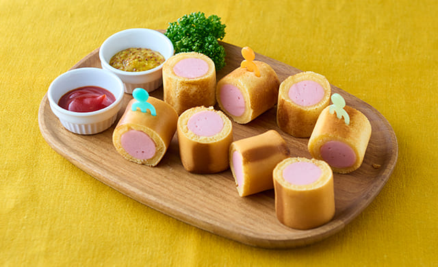 魚肉ソーセージのアメリカンドッグの写真