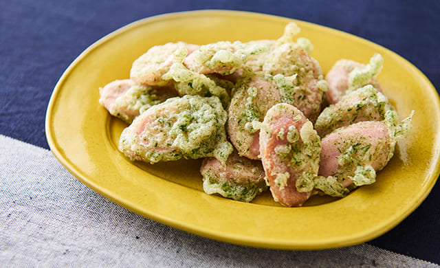 魚肉ソーセージの磯辺揚げの写真