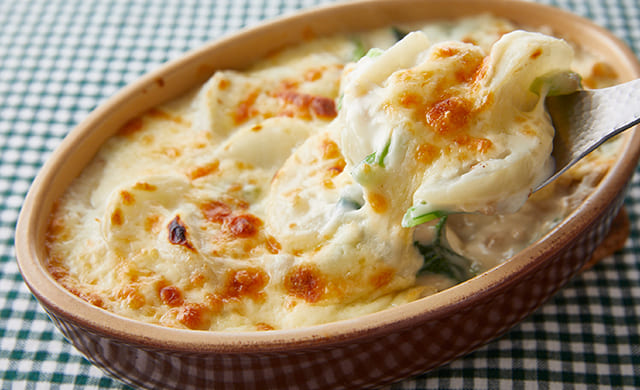 かぶと挽き肉のグラタンの写真